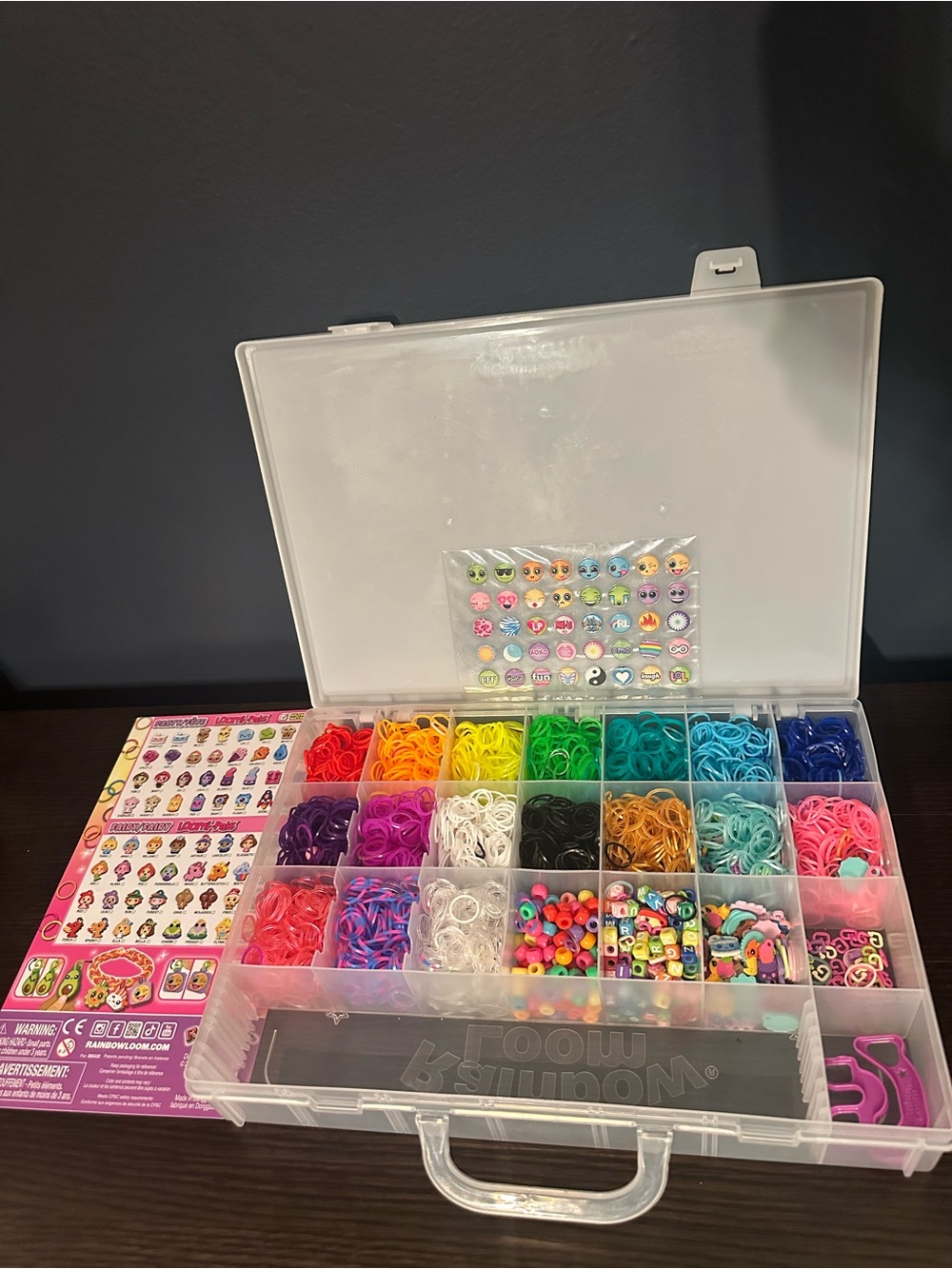 Rainbow Loom-Inspired Bracelet Kit with Multicolor Bands and Charms